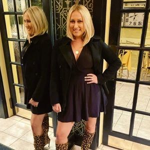 Black low cut wrap dress